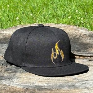 Men’s Outdoor Adjustable Sunshade Embroidered Crystal Bling Flame Cap Hat Black